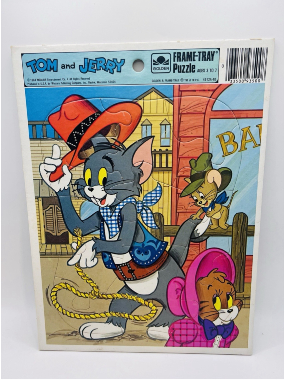 Vintage 1984 Tom & Jerry Golden Frame Tray Puzzle MGM / UA